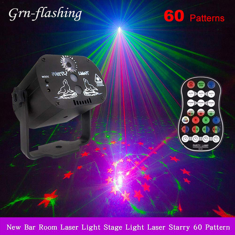 60 patrones RGB LED Disco luz 5V USB recarga RGB lámpara de proyección láser iluminación de escenario muestra para fiesta en casa pista de baile KTV DJ ► Foto 1/6