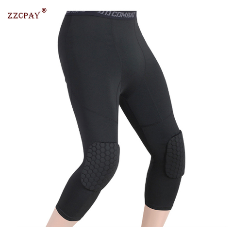 Rodillera deportiva para baloncesto para hombre, pantalones de compresión, mallas de estiramiento alto, entrenamiento, Fitness, Paintball, protector de rodilla, 3/4 ► Foto 1/6