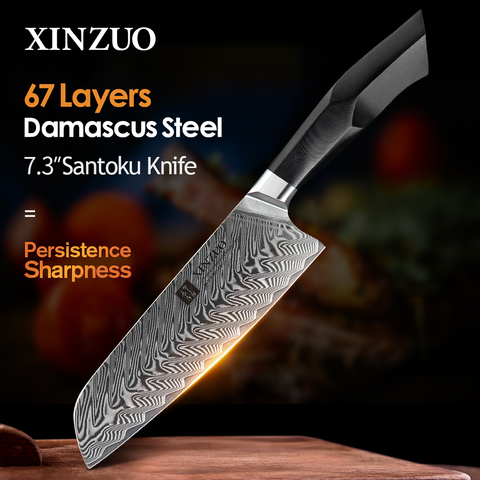 XINZUO-cuchillo Santoku VG10 de 7,3 pulgadas, Mango ergonómico de acero damasco, nuevo, para cocina, cuchillo para carne ► Foto 1/6