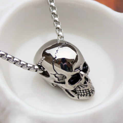 HNSP, cadena Punk de acero inoxidable, collar con colgante de calavera para hombre ► Foto 1/6