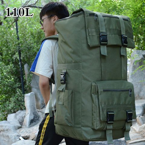 Mochila De Viaje al aire libre para hombre y mujer, bolsa de gran capacidad para senderismo, escalada, Camping, Ejército de camuflaje, 110L ► Foto 1/6