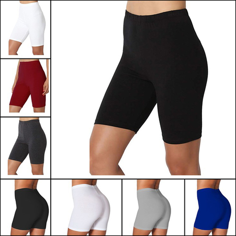 Pantalones cortos delgados de Fitness para mujer Casual pantalones delgados de verano de cintura alta hasta la rodilla pantalones cortos negros ajustados Streetwear ► Foto 1/6