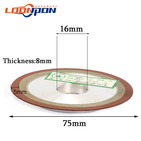 Disco abrasivo de diamante de grano, rueda de afilado para herramienta de fresado de acero de tungsteno, Metal de carburo, 75mm, 150/180/240/320, 1 ud. ► Foto 1/6