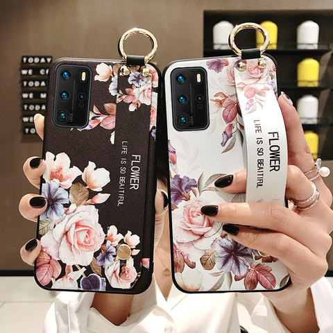 SoCouple titular del teléfono para Huawei P20 P30 P40 Lite Pro Honor 20 10 Pro amigo 20 Pro 30 Lite Nova 5t 3i TPU muñeca funda con correa ► Foto 1/6