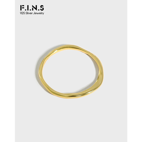 F.i.n. S-Anillo de Plata de Ley 925 con diseño de onda Irregular, anillos femeninos apilables y delgados, joyería fina ► Foto 1/6