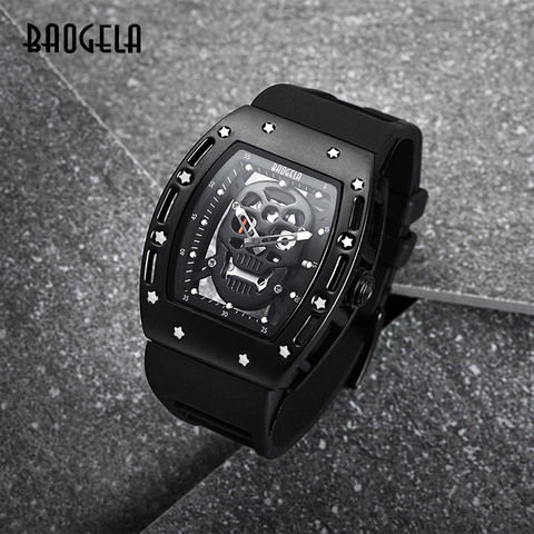 Reloj deportivo para hombre, marca militar de silicona, con calavera de pirata, de cuarzo y BAOGELA, reloj deportivo para hombre, a prueba de agua ► Foto 1/6