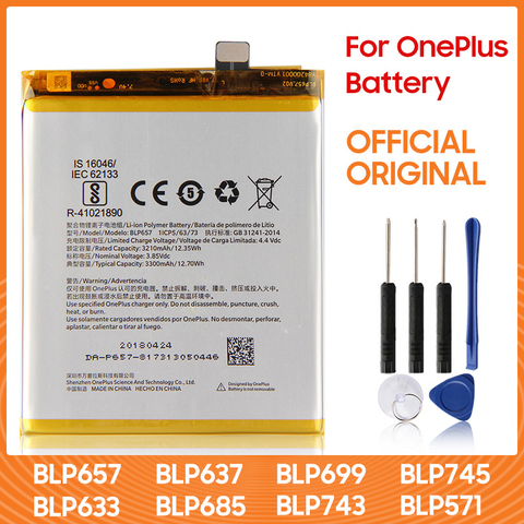 OnePlus Original batería de reemplazo BLP657 para OnePlus 6 6T 7T 7 BLP699 7 Pro T Pro OnePlus 5 5T BLP571 para OnePlus 1, 2, 3, 3T ► Foto 1/6