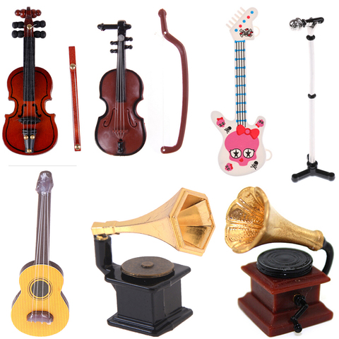 Fonógrafo para micrófono, guitarra, violín, trompeta, saxofón, muñeco de tambor, instrumento Musical para muñecas, casa, Bar, accesorios para muñecas ► Foto 1/6