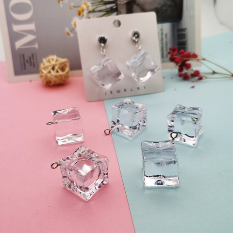 Abalorios de resina de cubo de hielo 3D de 19mm, accesorios de joyería, accesorios creativos de verano para pulsera, pendientes, joyería, 10 Uds. ► Foto 1/5