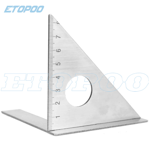 Regla de medición Triangular de 45 grados, palanca de velocidad de acero inoxidable, herramienta de corte de ángulo Cuadrado Triple en 3D ► Foto 1/6