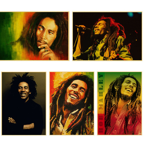 Póster Retro de Bob Marley, cartel nostálgico de rock antiguo reggae, pintura de música Kraft, póster retro, decoración de pared para el hogar, bar ► Foto 1/6