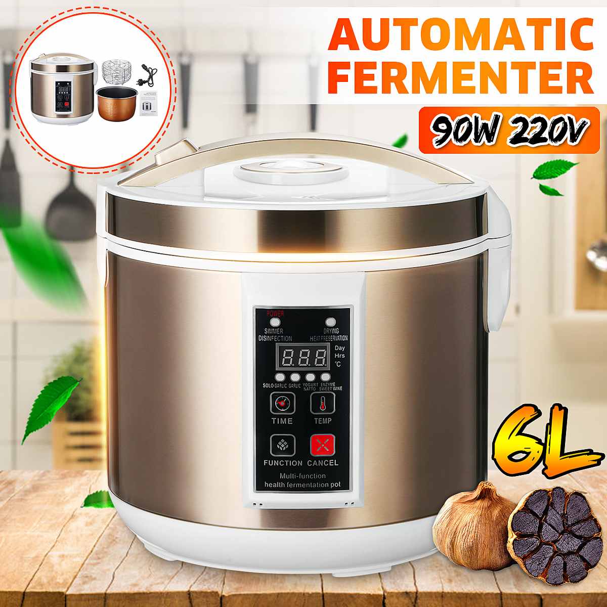 6L 220V, fermentador automático de ajo negro, Yogurt, Control inteligente, cocina DIY, fermentación de ajo, Máquina Inteligente ► Foto 1/6