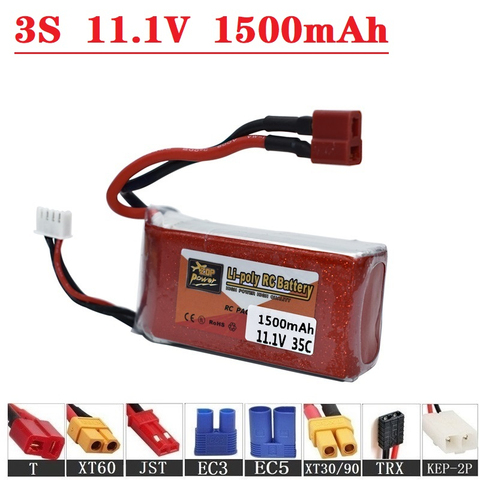 ZOP Power 11,1 V 1500mAh Lipo batería para RC helicóptero Juguetes Coche barcos piezas de Dron 3s batería de 11,1 v batería recargable 1 Uds ► Foto 1/5