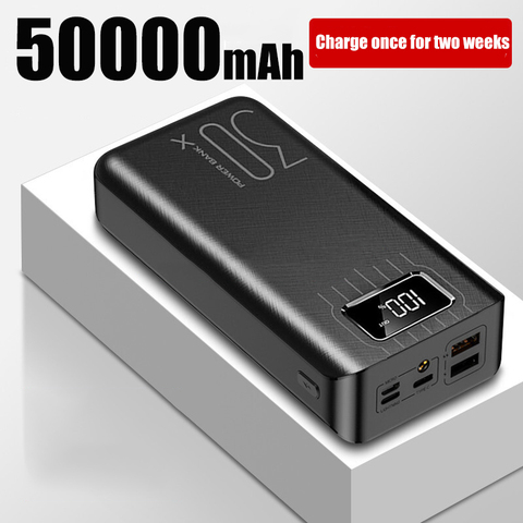 Banco de energía de 50000mAh para exteriores, cargador de batería externo portátil con pantalla LED, Micro USB, QC, carga rápida, para acampar ► Foto 1/6