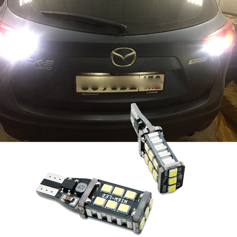 Bombilla LED de reserva de apoyo para coche, Bombilla CANBUS W16W T15 para Mazda 3, 5, 6, CX-5, CX5, CX 5, sin Error OBC, lámpara de freno de xenón blanco de 12V superbrillante, 2 uds. ► Foto 1/6