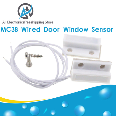 Sensor de ventana de puerta con cable MC-38 MC38, 30mm, alargador de cable, interruptor magnético aleatorio, sistema de alarma de casa para arduino ► Foto 1/6