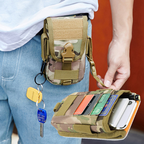 Bolsa táctica militar para hombre, riñonera con bolsillos para tarjetas, Camuflaje, EDC, funda de teléfono deportiva de nailon, bolsa Molle de caza del ejército ► Foto 1/6