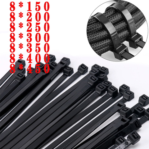 Brida de cable de nailon autoblocante, 8x200, de plástico negro, 8x300, con cremallera, anillo de fijación, 8x400, 30 Uds. ► Foto 1/6