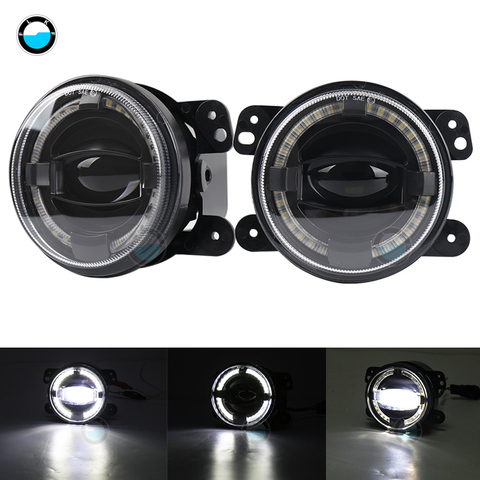 Para Jeep Wrangler Dodge Chrysler Cherokee 30w led Chip 4 pulgadas redondo blanco luces de niebla lente proyector DRL carretera niebla lámparas ► Foto 1/6