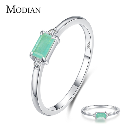 Modian encanto de lujo Real 925 Stelring verde plata turmalina anillos de moda para dedo para Mujer Accesorios de joyería delicada nueva Bijoux ► Foto 1/6