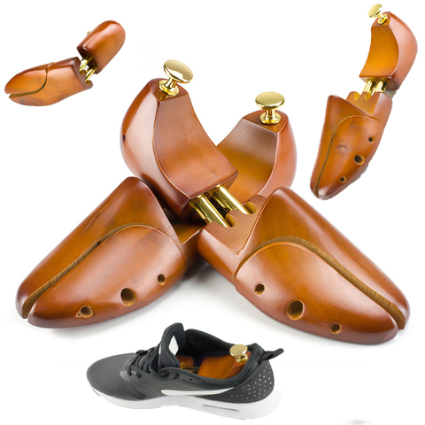 Guger-Árbol de zapatos ajustable para hombre y mujer, árbol de madera maciza, perilla de soporte para zapatos, moldeador para el cuidado de los zapatos, 1 par ► Foto 1/5