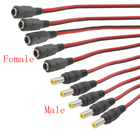 Conectores de CC de 12V y 5A, Cable de alimentación de 5,5x2,1mm, conector macho y hembra para cámara de seguridad CCTV, conectores adaptadores de corriente ► Foto 1/5