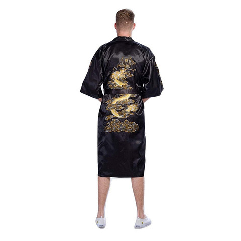 Trajes de dragón bordados ropa de dormir masculina tradicional ropa de dormir holgada Kimono Albornoz traje de Casa camisón talla grande 3xl clásico ► Foto 1/6