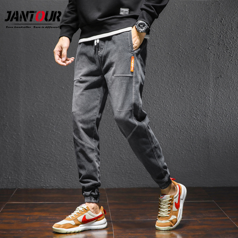 Marca de primavera de los hombres de verano Pantalones Harem Denim alta calidad pantalones Jogger, pantalones de Hip Hop hombre azul Grey grande Size3 4XL ► Foto 1/6