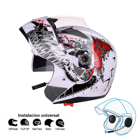 Casco abatible hacia arriba con Bluetooth para Motocicleta, Jiekai Capacete ECE, BT, doble visera ► Foto 1/6