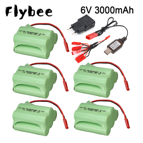 6V 3000mah NiMH batería para Rc juguetes de coches de juguete RC camiones de Robots barcos armas modelo de juguete conector JST AA 6V Pack de batería recargable ► Foto 1/6