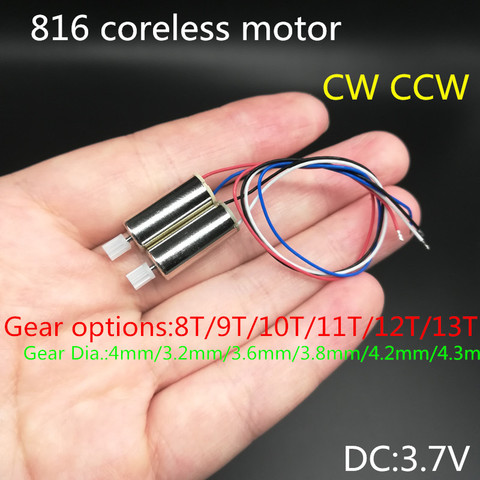 Envío Gratis 3,7 V 8*16mm 816 sin núcleo motores t 8T 10T 11T 12t R/C helicóptero Quadcopter piezas de repuesto de drones X5SW X5S X54 ► Foto 1/3