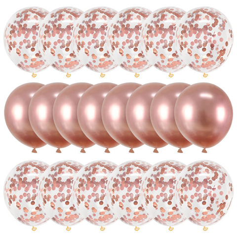 20 piezas Globo de oro rosa conjunto confeti metálico globos de cumpleaños decoración de fiesta de boda aniversario globales globos para Baby Shower ► Foto 1/6
