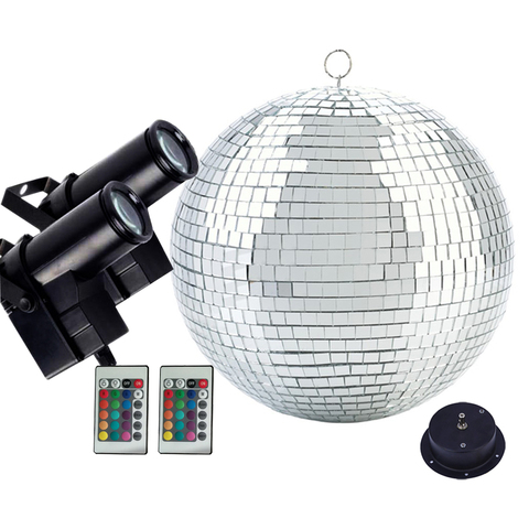 Diámetro-Bola de espejo para discoteca, lámpara de haz de luz RGB de 10W con Control remoto, reflector de cristal plateado de 25CM y 30CM, para fiesta en casa, discoteca, KTV ► Foto 1/6