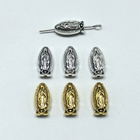 25 unids/lote Virgen María espaciador cuentas chapados en plata perlas joyería pulsera accesorios DIY ► Foto 1/5