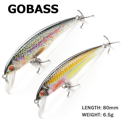 GOBASS-Cebo de pececillo duro flotante, Wobblers, manivela, JerkBait, materiales de caza, señuelo de pesca, cebos artificiales para aparejos de pesca ► Foto 1/6