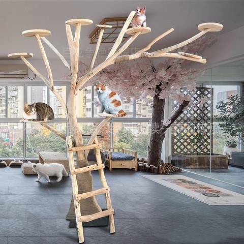 Árbol de escalada para gatos, estructura de árbol falso grande, plataforma de salto, juguete para gato, mueble para gatear ► Foto 1/6