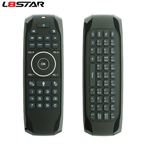 Ruso Mini teclado G7V retroiluminada de búsqueda de voz Air Mouse inteligente giroscopio de aprendizaje IR de 2,4G control remoto inalámbrico para Android TV BOX ► Foto 1/6