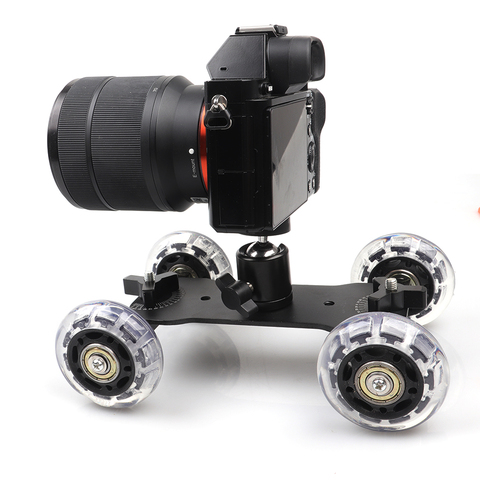 Lightdow 2 en 1 fotografía riel Rolling Track Slider Skater tabla plataforma móvil + Q29 Mini cabeza de bola para cámaras DSLR/Comcorders ► Foto 1/6