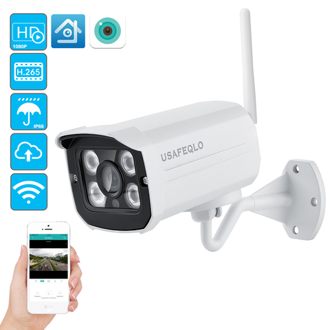 USAFEQLO-cámara IP de 1080P, Wifi, IR, visión nocturna, tarjeta SD, inalámbrica, 2MP, bala, Onvif, videovigilancia, vídeo de exterior ► Foto 1/6