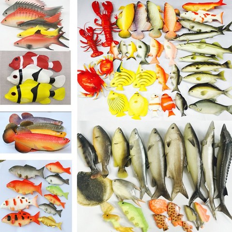 Figuras de animales de la vida marina de agua dulce, simulación de Coelacanth, piraña, pescado de lubina, salmón, modelo realista, juguete educativo, decoración ► Foto 1/6