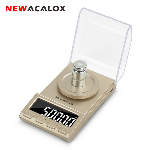 NEWACALOX-Balanza De Joyería Digital de precisión, 0.001g, 50g/100g/200g, balanza electrónica alimentada por USB, LCD Mini Lab Balance 0.001g ► Foto 1/6