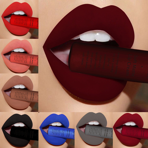 Marca qibest 34 colores a prueba de agua labial mate nude Lipkit pigmento rojo oscuro negro brillo de labios de larga duración maquillaje de las mujeres brillo de labios ► Foto 1/6