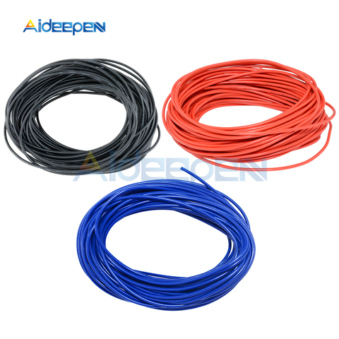 Cable eléctrico estañado aislado, 10 metros/lote, 24 AWG, rojo, negro, azul, amarillo, 10M ► Foto 1/6