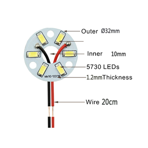 Base de placa de aluminio SMD 5730, 3W, 32mm, luz blanca, panel de fuente de cuentas, 10 Uds. ► Foto 1/1