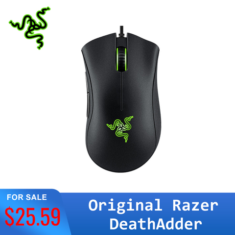 Razer-ratón ergonómico Original para videojuegos, dispositivo con Sensor óptico de 6400 DPI, para ordenador y portátil, DeathAdder ► Foto 1/6