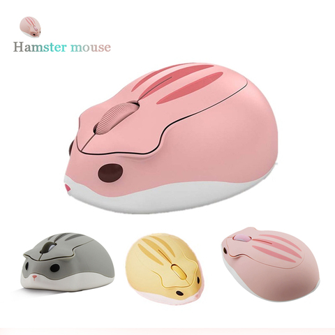 Ratón óptico inalámbrico para ordenador, forma de hámster de dibujos animados, USB Mause, Mini ratones Rosa ergonómicos pequeños para chica, Chico, juguete de regalo ► Foto 1/6