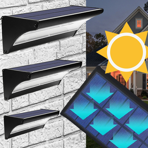 lámparas solares luz solar led para exterior luz solar al aire libre Sensor de movimiento de Radar 24/48/60 LED recargable Solar lámparas de seguridad Solar luz de jardín para pared, garaje, casa ► Foto 1/6