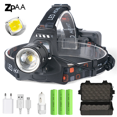 2022 potente 50000lm XHP70 XHP50 Led Faro de cabeza Zoom linterna 18650 batería USB recargable linterna ► Foto 1/6