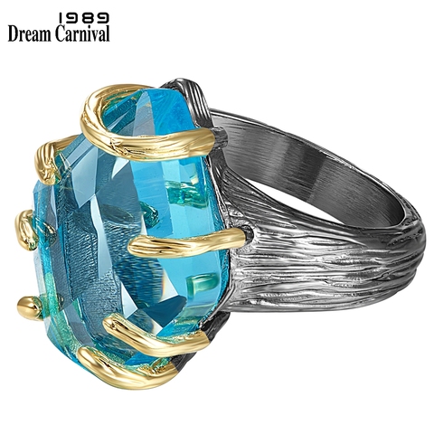 DreamCarnival1989-Anillos Barroco para mujer, joyería de boda caliente, Pentagonal de corte fino, Azul grande de circón, regalo de Navidad WA11907 ► Foto 1/6