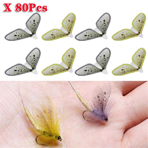 Juego de 40/80 Uds. De alas de Mayfly para adultos, súper fino, precortada, realista, atado de moscas finas y flexibles, materiales para trucha, Señuelos de Pesca ► Foto 1/6